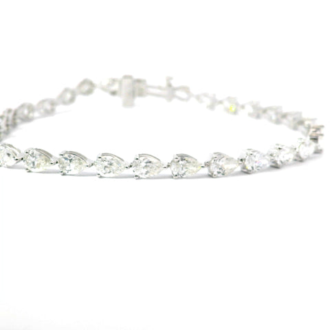 18KT WHITE GOLD PEAR SHAPE DIAMOND LINE BRACELET 170-01105