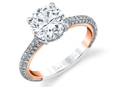 Sylvie Iconelle Micropavé Hidden Halo Two Tone Engagement Ring - Xandra S5020