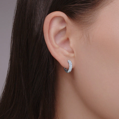 KWIAT 18KT Moonlight Petite Pave Diamond Hoop Earrings E-16482B-0-DIA-18KP