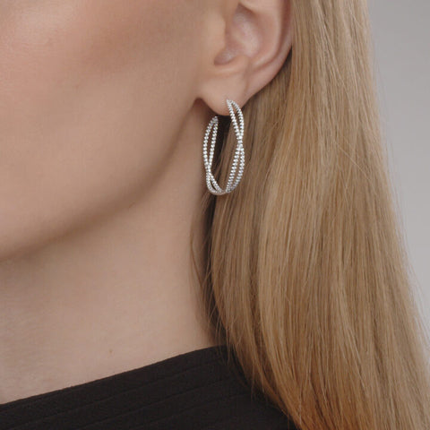 KWIAT 18KT Fidelity Pave Diamond Hoop Earrings E-2049-0-DIA-18KY