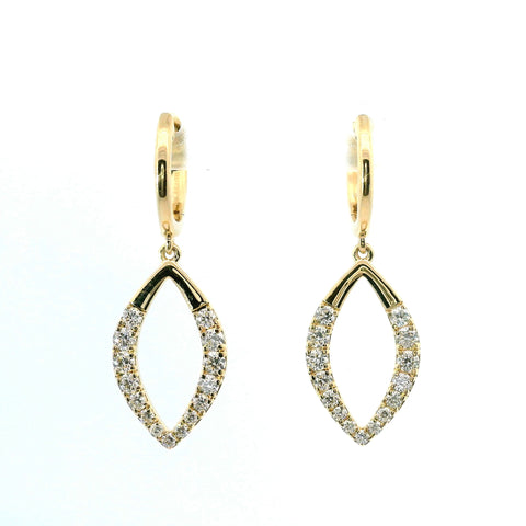 14KT YELLOW GOLD MARQUISE SHAPED DIAMOND DANGLE EARRINGS 150-07175
