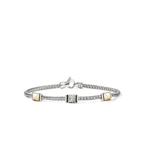 John Hardy Icon Stud Bracelet, Gold, Sterling Silver, Diamonds, 2.5MM BUZZP989972DI