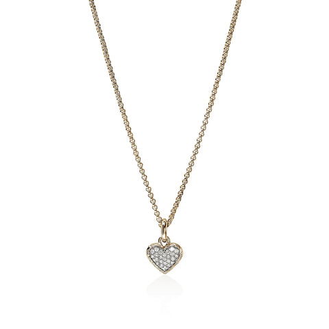 John Hardy Essential Heart Pendant Necklace, Gold, Diamonds, 1.5MM NGGX989732DI