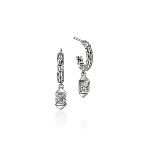 John Hardy Icon Stud Earrings, Sterling Silver, Diamonds, 5MM EBP972092DI
