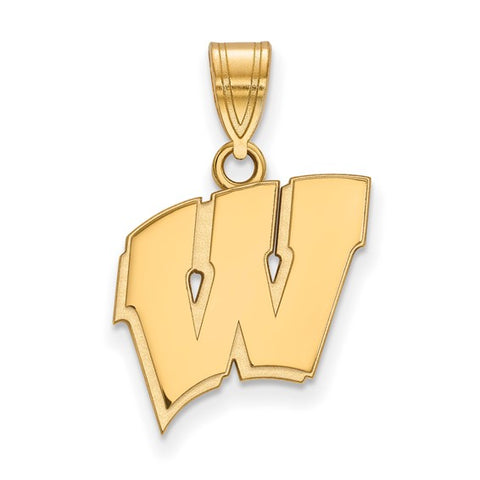 14k Yellow Gold University of Wisconsin Letter W Medium Pendant