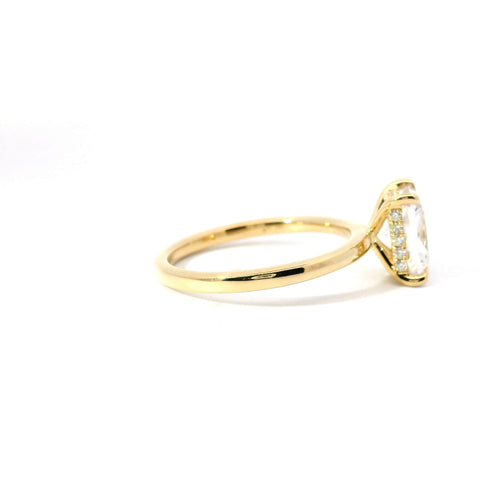 14KT YELLOW GOLD HIDDEN HALO SOLITAIRE RING FOR 1.5CT EMERALD CUT CENTER STONE 140-08437