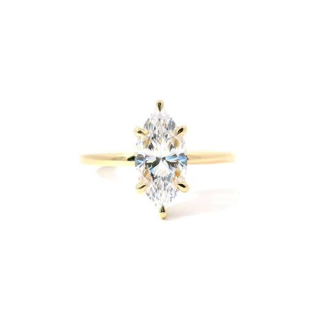 14KT YELLOW GOLD HIDDEN HALO SOLITAIRE RING FOR A 1.5CT MARQUISE CENTER STONE 140-08440
