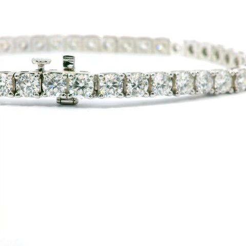 14KT WHITE GOLD 10CTW ROUND DIAMOND TENNIS BRACELET KB34170-10.00CT-VJ
