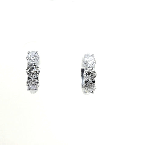 14KT WHITE GOLD 1.52CTW ROUND DIAMOND 3-STONE HOOPS KE37040R150-VJ