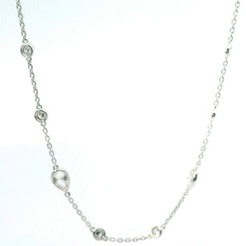 18KT WHITE GOLD MIXED SHAPE DIAMOND STATION NECKLACE 165-00494