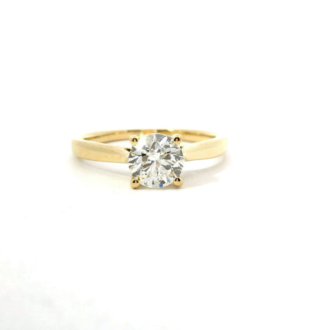 14KT YELLOW GOLD 1CT ROUND SOLITAIRE ENGAGEMENT RING KR34438-R-100-VJ