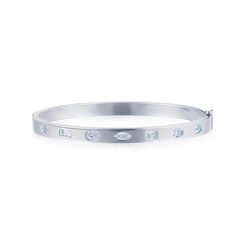 KWIAT 18KT Slim Bangle with Mixed Shape Diamonds B-19521-0-DIA-18KY