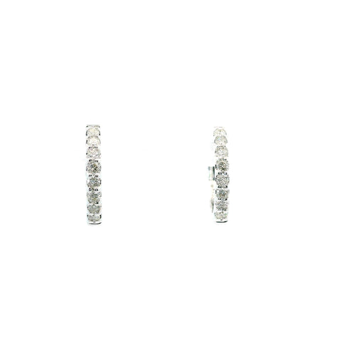 14KT WHITE GOLD HUGGIE DIAMOND HOOP EARRINGS 150-07185
