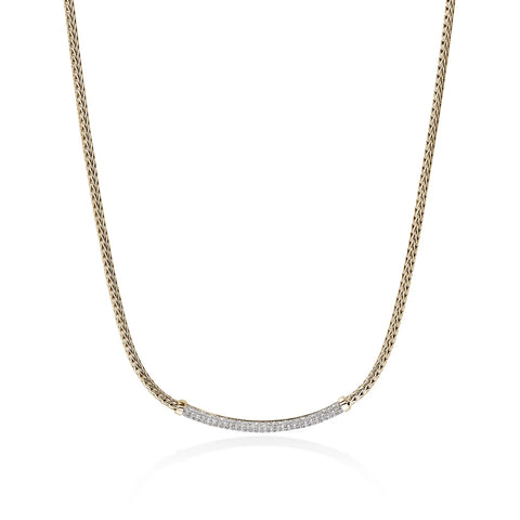 John Hardy JH Essential Pavé Necklace, Gold, Diamonds, 2.5MM NGGX986982DI