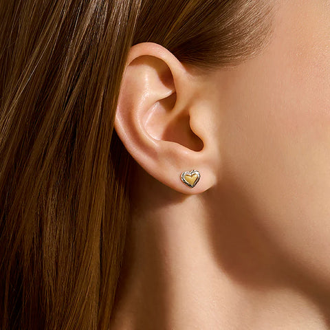 John Hardy Essential Heart Stud Earrings, Gold, Sterling Silver EZZ98967