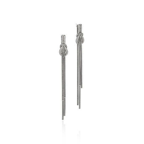 John Hardy Love Knot Drop Earring, Sterling Silver, Diamonds EBP9010632DI