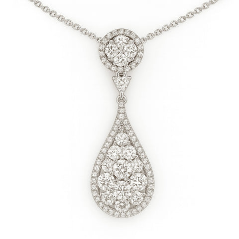 18KT WHITE GOLD PEAR-SHAPED CLUSTER PENDANT 165-00500