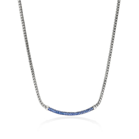 John Hardy JH Essential Pavé Necklace, Sterling Silver, Gemstones, 2.5MM