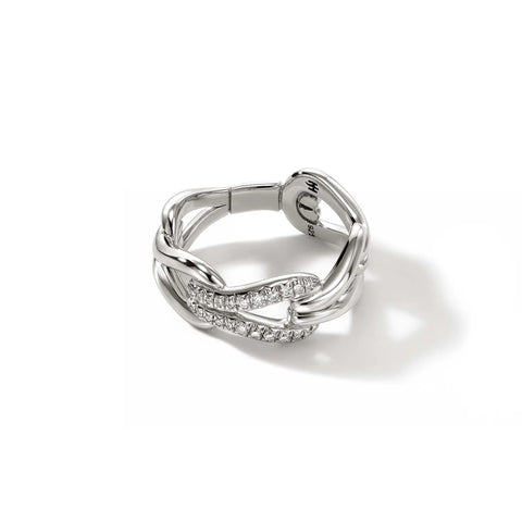 John Hardy Surf Link Ring, Diamonds, Wide
