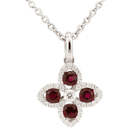 18KT WG RUBY AND DIAMOND PENDANT 231-00307