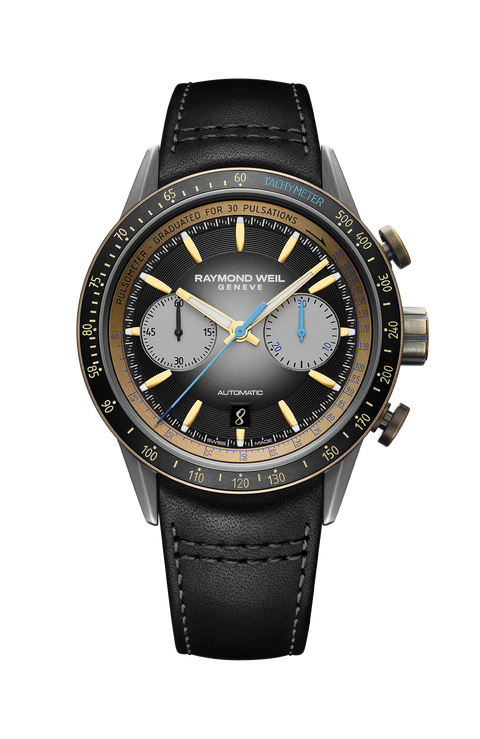 Raymond Weil freelancer bi-compax chronograph 43 mm, black dial 7780-TB3-20423