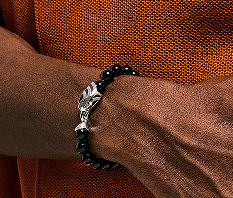 John Hardy Legends Eagle Bracelet, Sterling Silver, Black Onyx, 8MM BUS603851BONYS