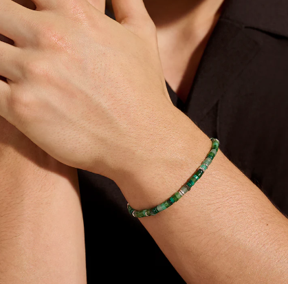 John Hardy Heishi Bracelet, Hardstones, Emeralds, Sterling Silver BUS900698MHQZATR