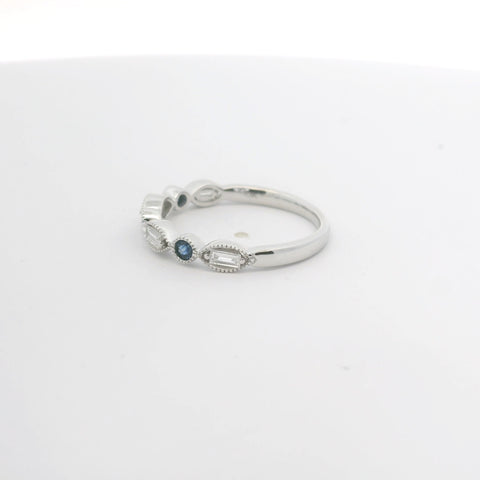 WHITE GOLD BLUE SAPPHIRE SCALLOPED RING 201-00356