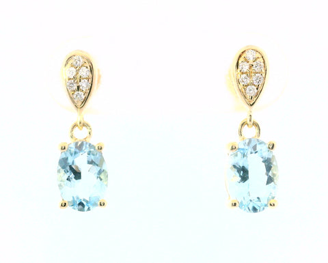 14KT YELLOW GOLD AQUAMARINE EARRINGS 210-03272