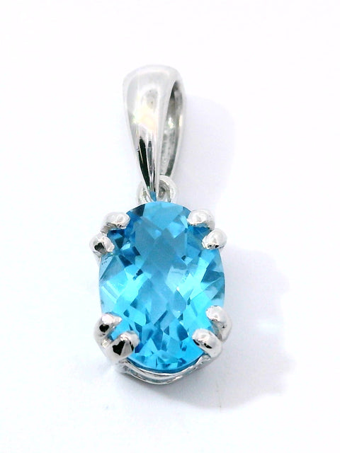 14KT WHITE GOLD BLUE TOPAZ PENDANT 230-02442