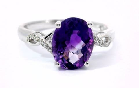 14KT WHITE GOLD AMETHYST RING 200-04243