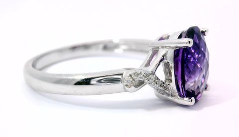 14KT WHITE GOLD AMETHYST RING 200-04243