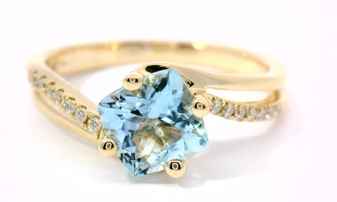 14KT YELLOW GOLD AQUAMARINE RING 200-04244