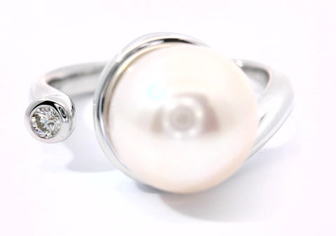 14KT WHITE GOLD FRESHWATER PEARL RING 300-00285