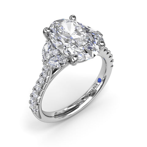 Fana Marquise and Round Half-Moon Shaped Diamond Engagement Ring S4322