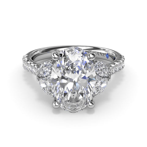 Fana Marquise and Round Half-Moon Shaped Diamond Engagement Ring S4322