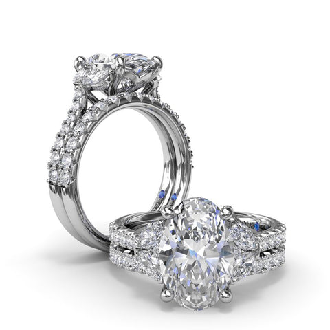 Fana Marquise and Round Half-Moon Shaped Diamond Engagement Ring S4322