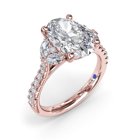 Fana Marquise and Round Half-Moon Shaped Diamond Engagement Ring S4322