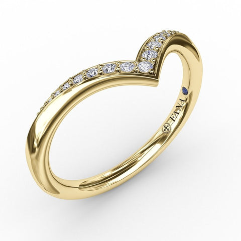 Fana Polished and Tapered Shared Prong Chevron Diamond Band 7318