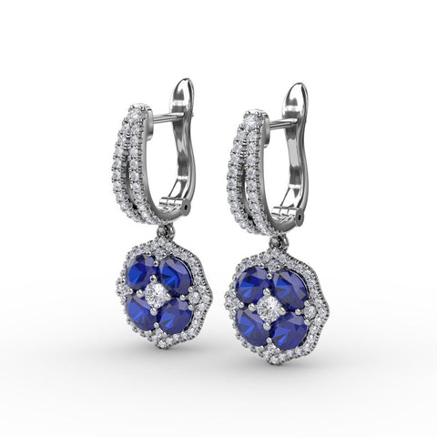 FANA Sapphire and Diamond Cluster Drop Earrings ER1576S