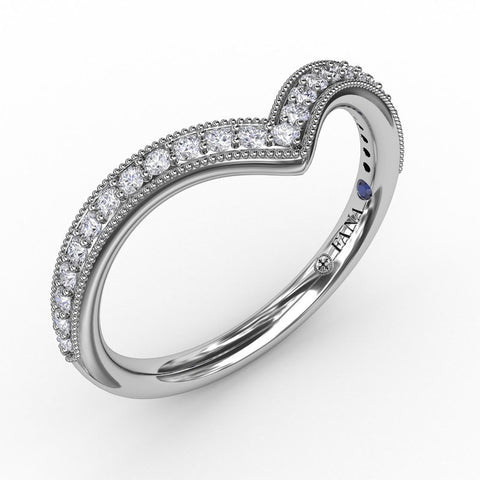 Fana Bead Set Chevron Diamond Band with Milgrain Edging 7315