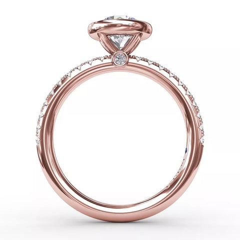 Fana Contemporary Bezel-Set Solitaire Engagement Ring With Diamond Band S3342