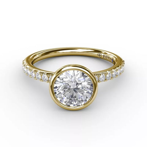 Fana Contemporary Bezel-Set Solitaire Engagement Ring With Diamond Band S3342