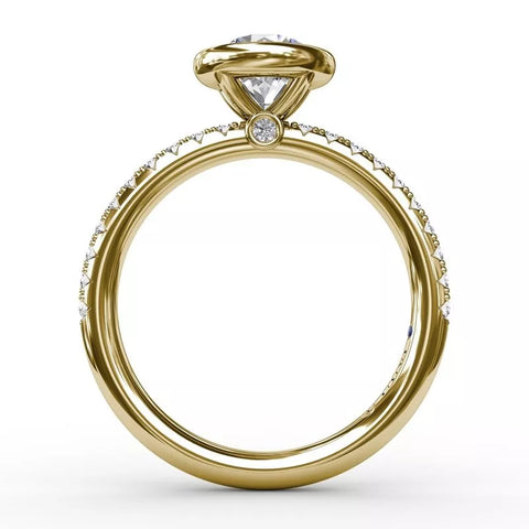 Fana Contemporary Bezel-Set Solitaire Engagement Ring With Diamond Band S3342