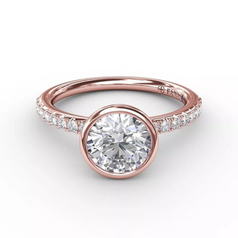 Fana Contemporary Bezel-Set Solitaire Engagement Ring With Diamond Band S3342