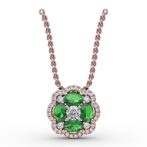 FANA Emerald and Diamond Cluster Pendant P1574E