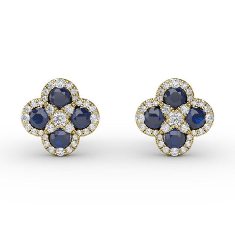FANA Sapphire and Diamond Cluster Studs ER1643S