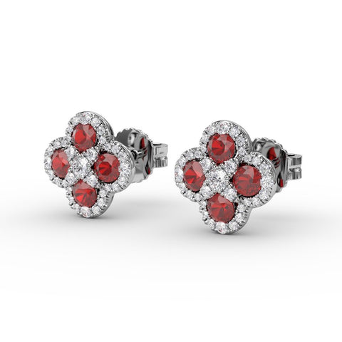 FANA Ruby and Diamond Cluster Studs ER1643R