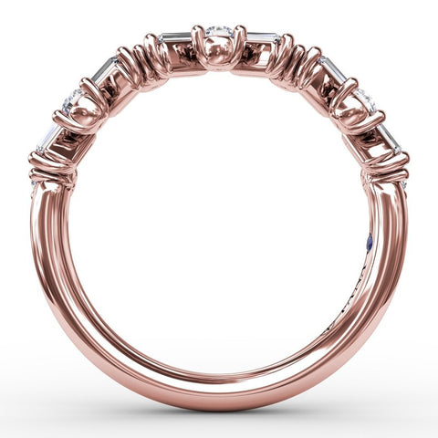 Fana Baguetteand Round Diamond Wedding Band W7426