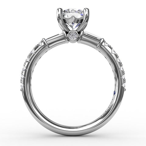 Fana Contemporary Diamond Solitaire Engagement Ring With Baguettes 3327